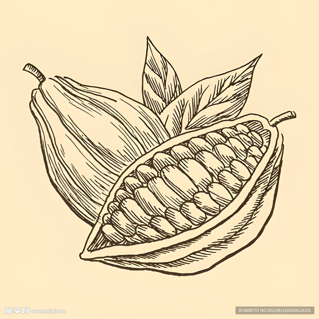 手绘可可果插画