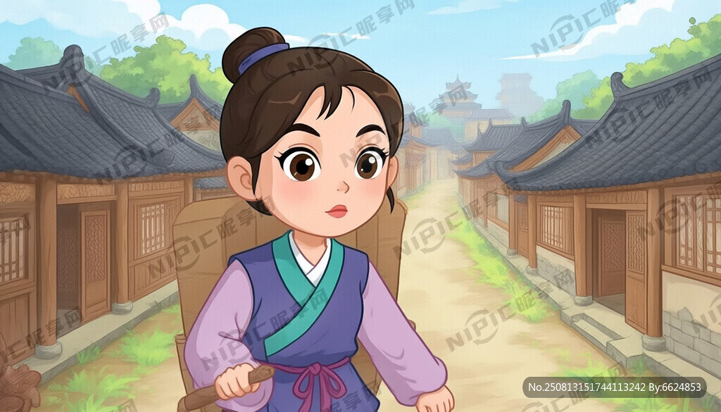 汉代女孩淳于缇萦 卡通动漫风格