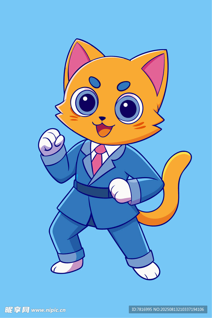 穿西装的卡通小猫