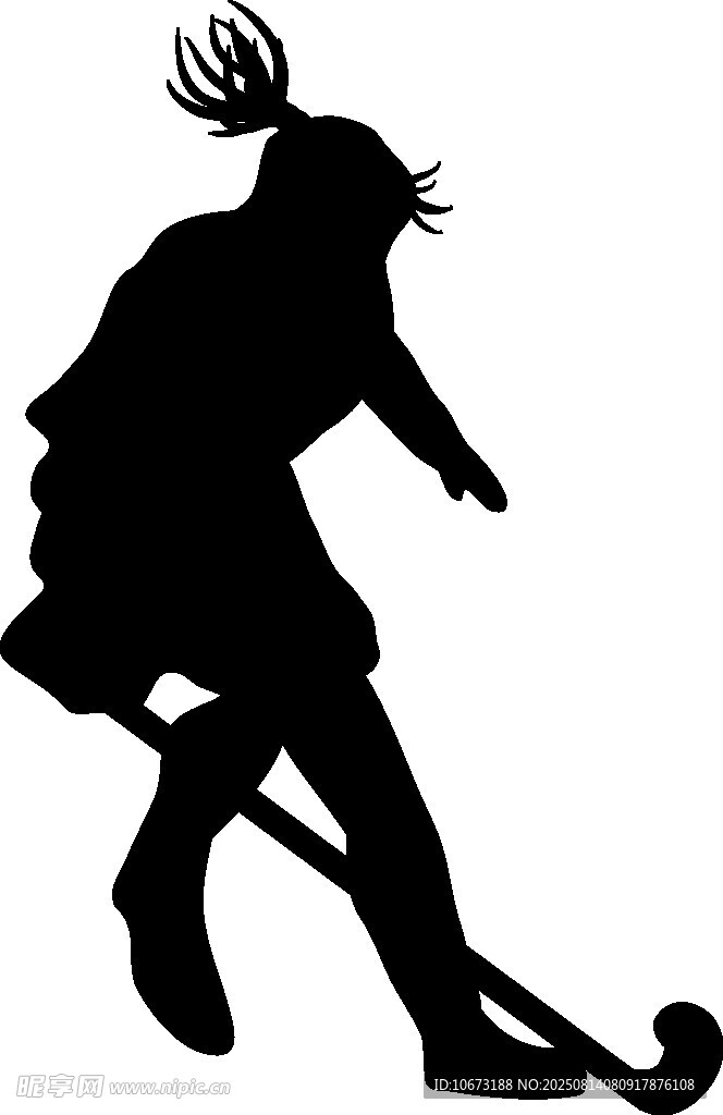 女子曲棍球运动员剪影