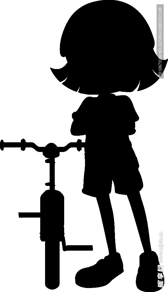 女孩与自行车的剪影画面