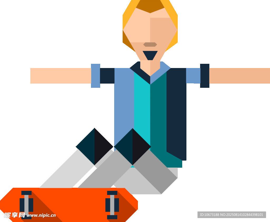 男孩玩滑板的动感瞬间