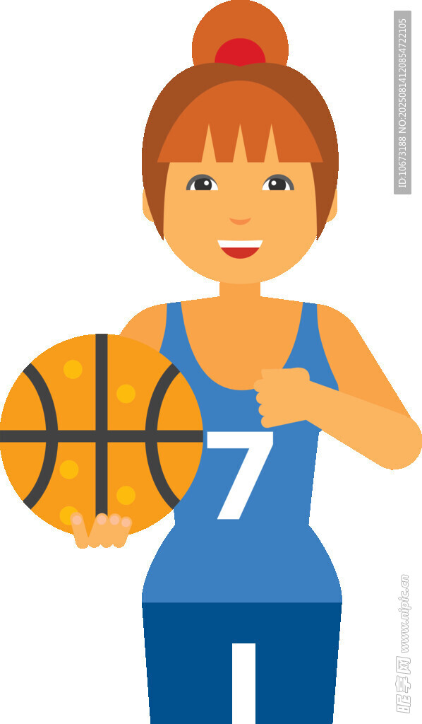 篮球女孩展示7号球衣