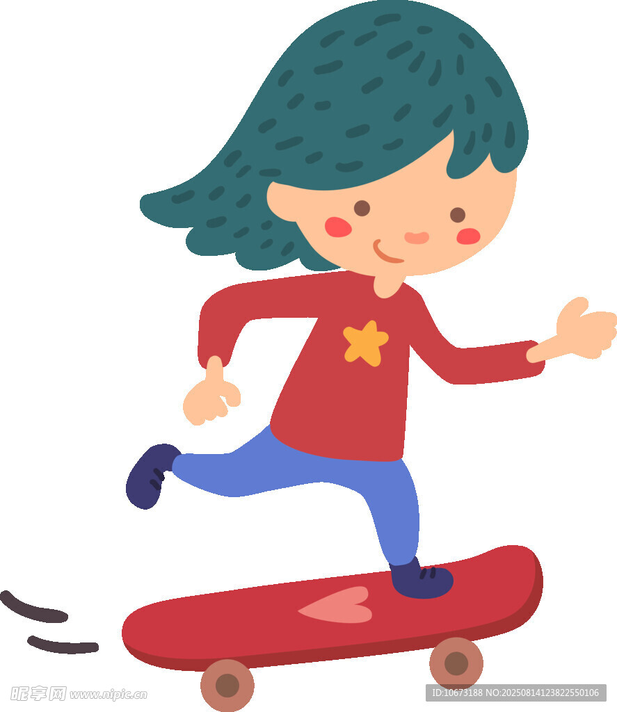 女孩快乐滑滑板