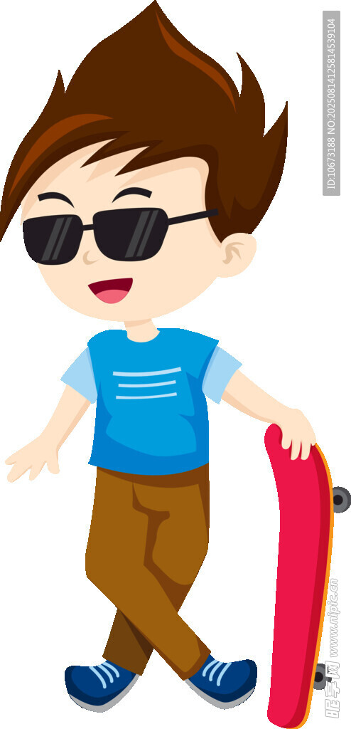戴墨镜男孩玩滑板