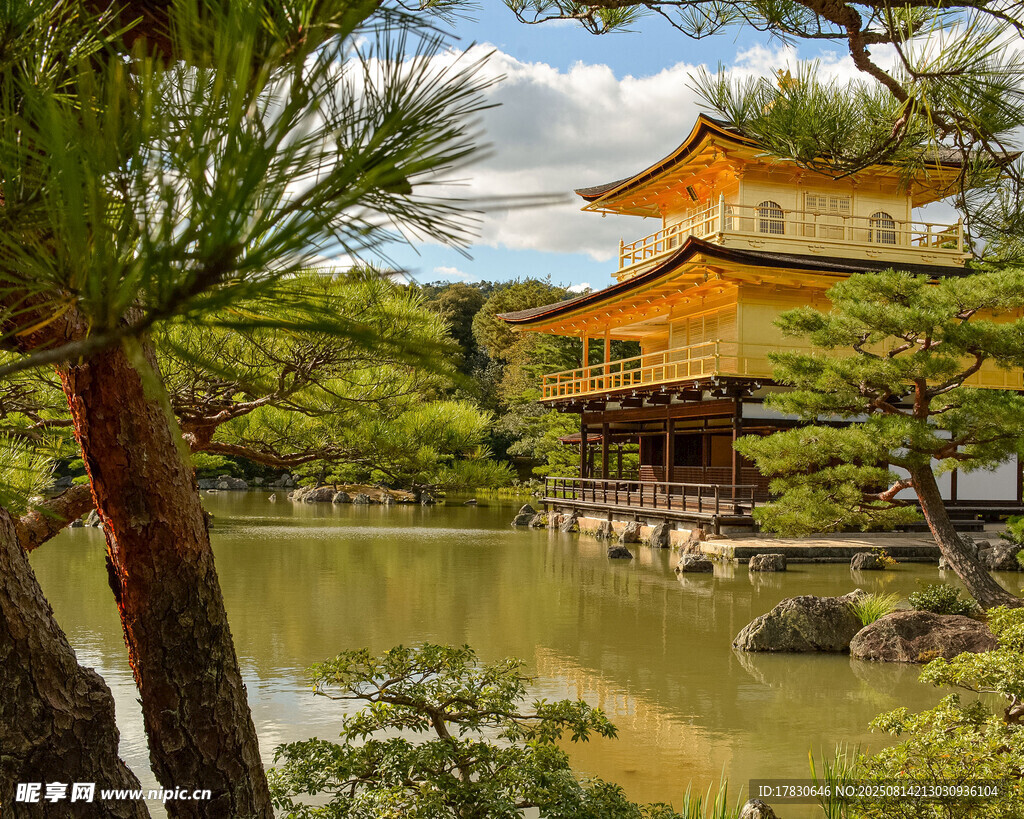 日本金阁寺湖畔美景