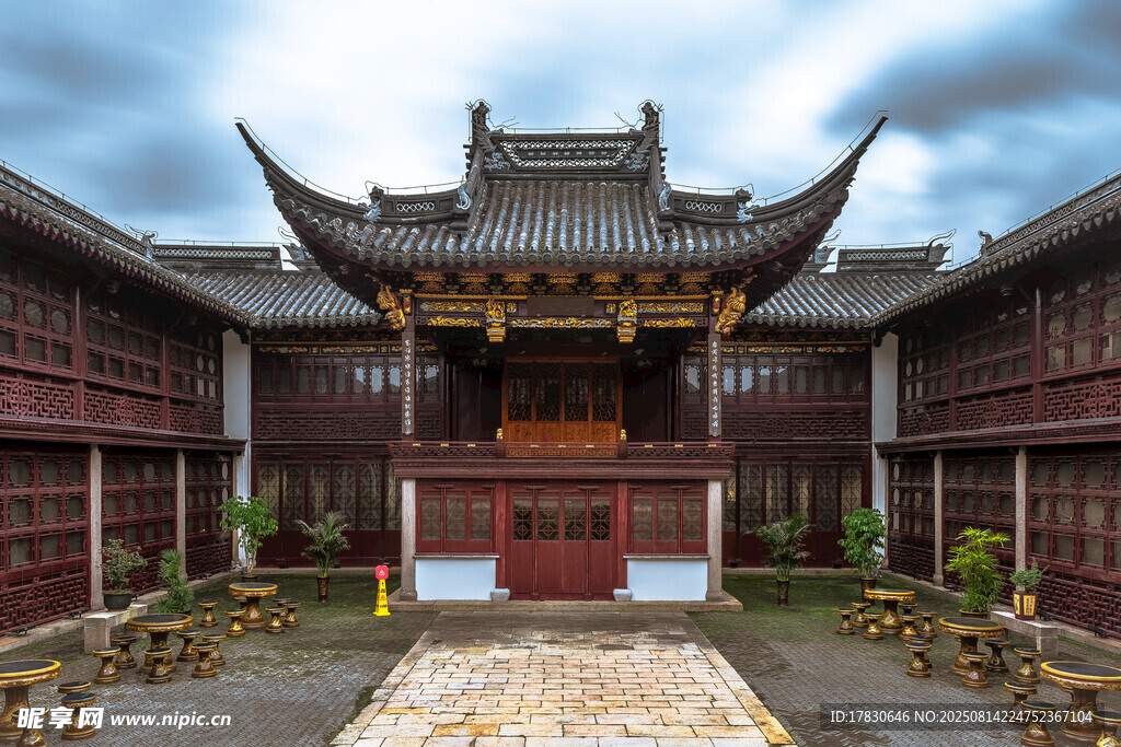 中国古建筑传统庭院背景