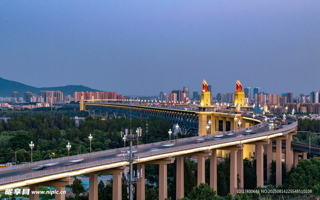南京长江大桥车流夜景