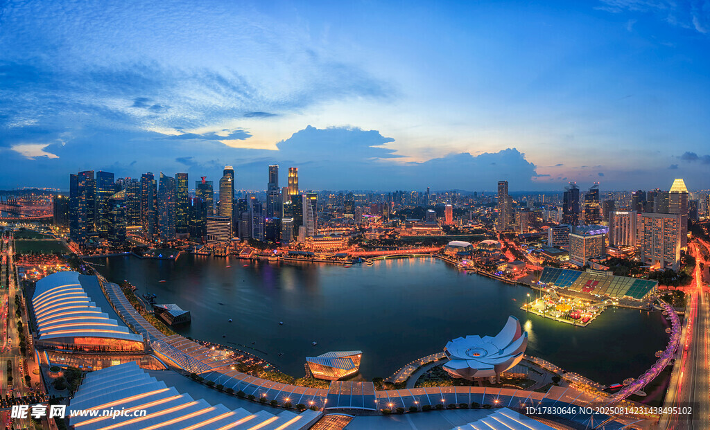 新加坡城市天际线美丽景观