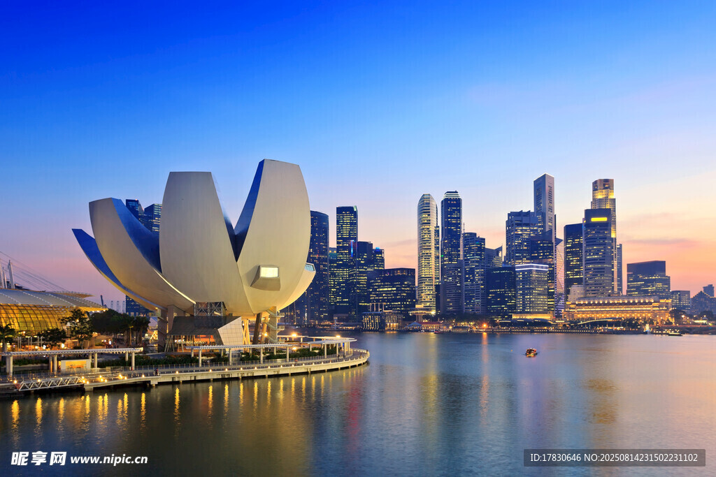 新加坡城市天际线美丽景观