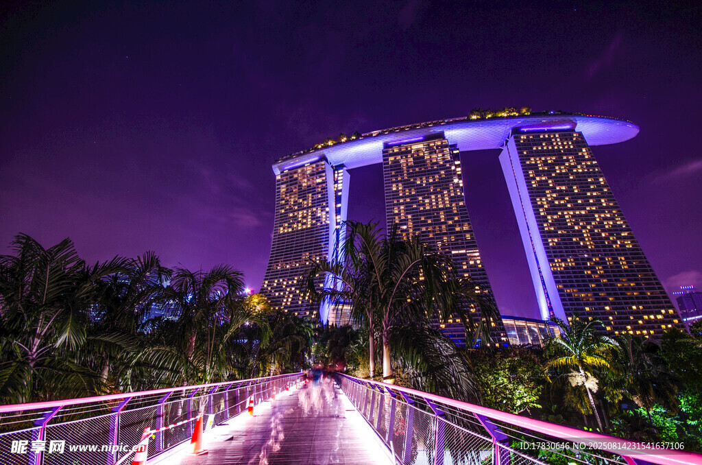 新加坡滨海湾夜景风光