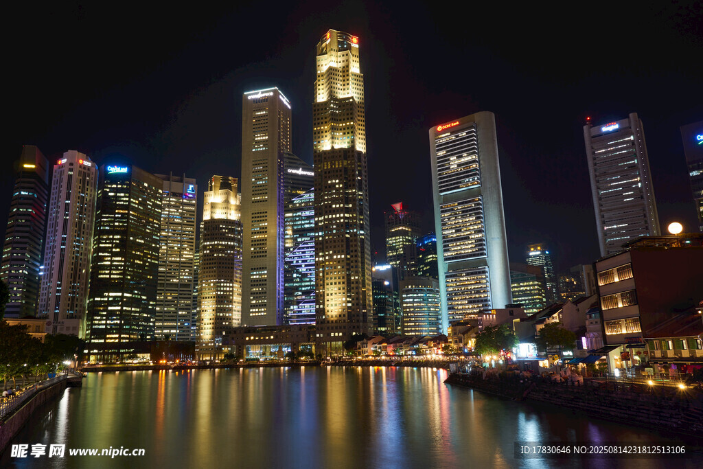 新加坡璀璨夜景城市风光