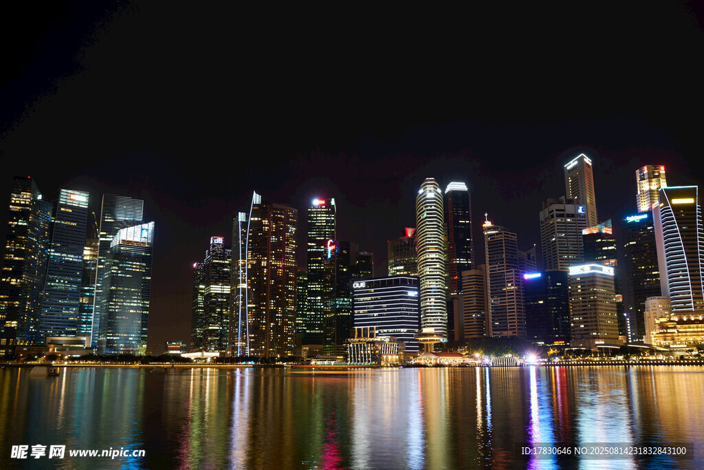 新加坡璀璨夜景城市风光