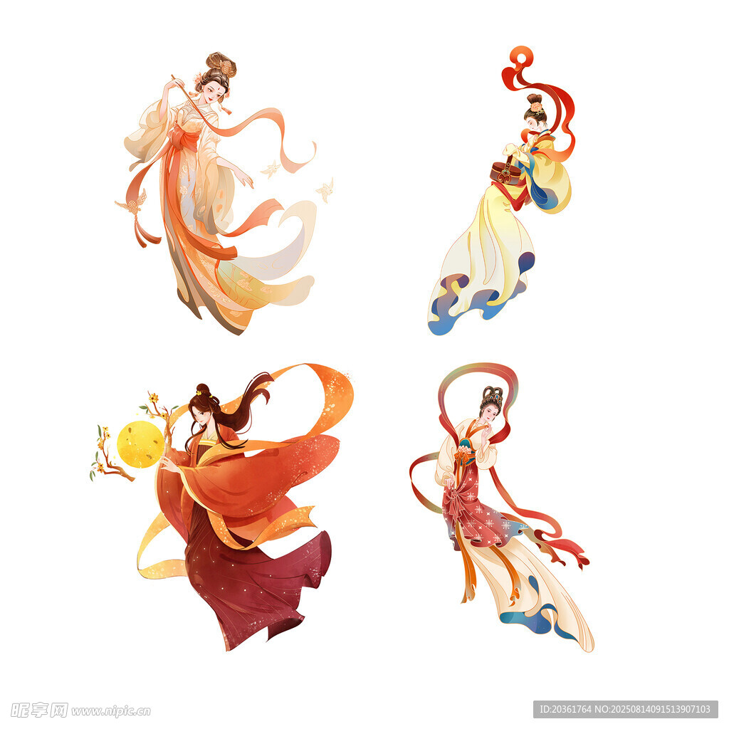 古风飞天仙女插画形象