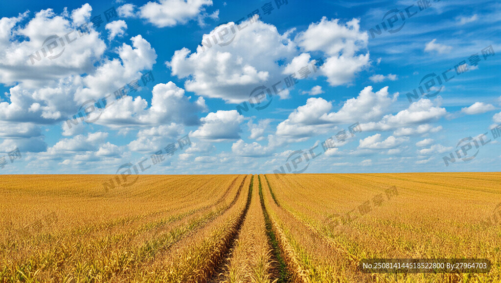 玉米田    蓝天白云