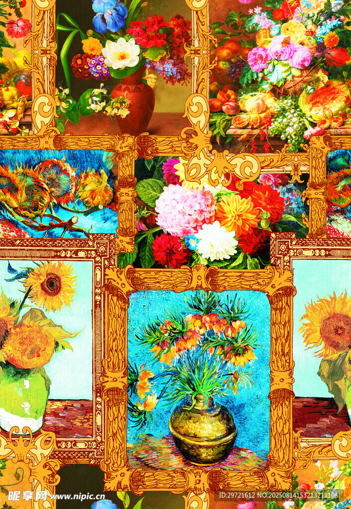 多彩花卉绘画作品展示