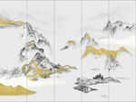 水墨金纹山水装饰画