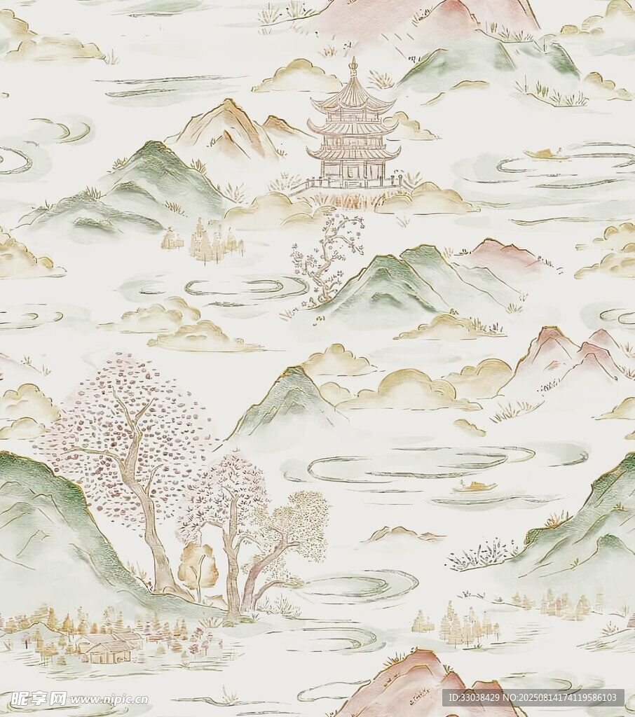 中式山水意境古风装饰画