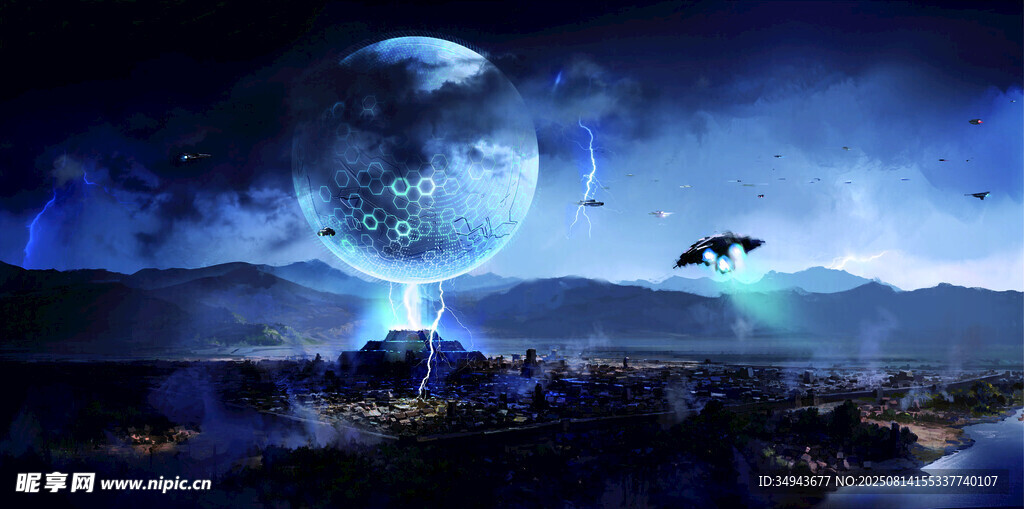 梦幻外星夜景奇幻场景