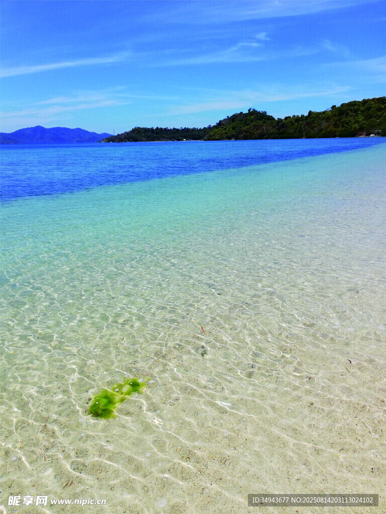 清澈海滩的美丽海景