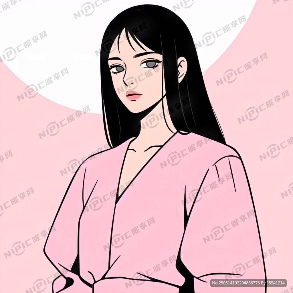 女生  高冷 粉色  扁平风