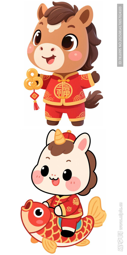 马与兔的新春吉祥形象