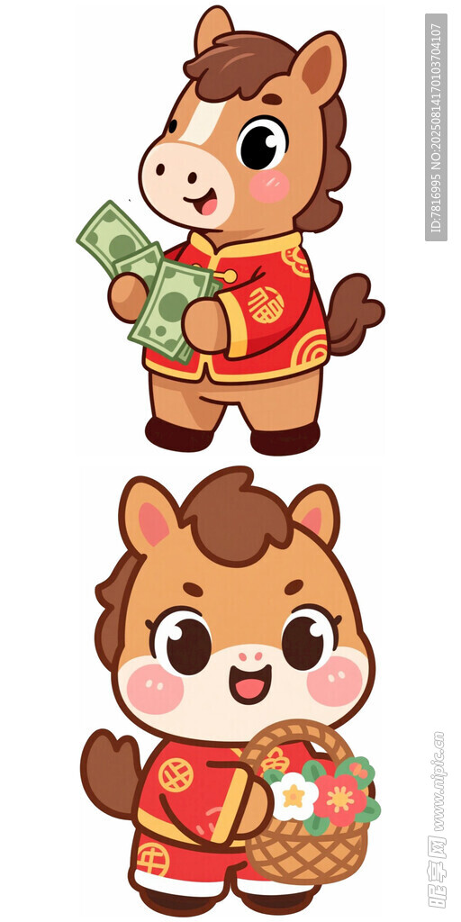 可爱小马送福与提果篮