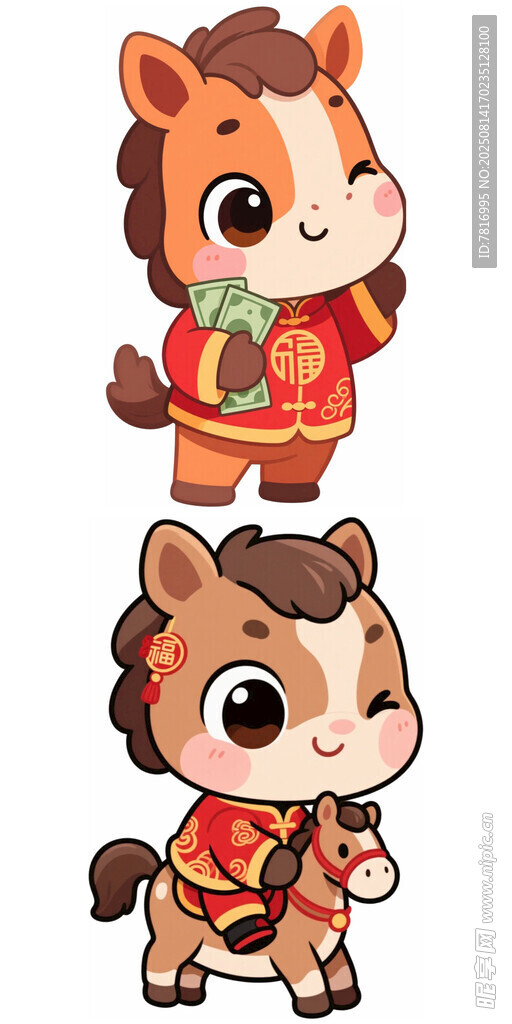 可爱小马贺岁卡通形象