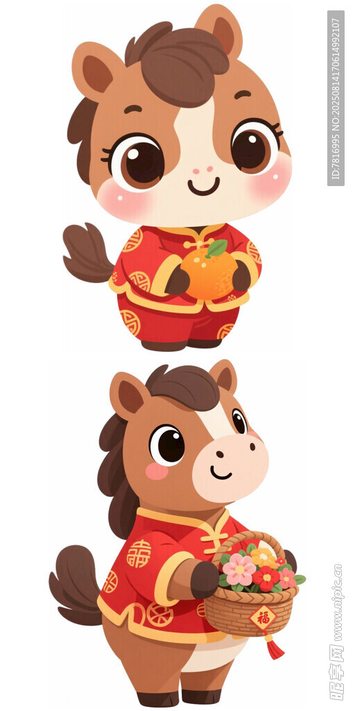 可爱小马贺岁卡通形象