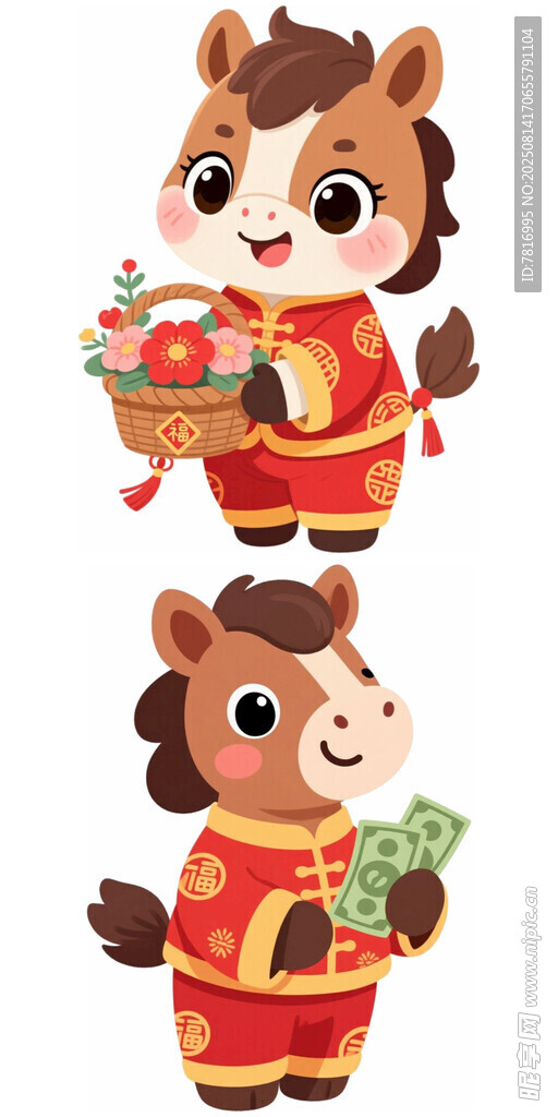 马年卡通形象喜庆贺岁