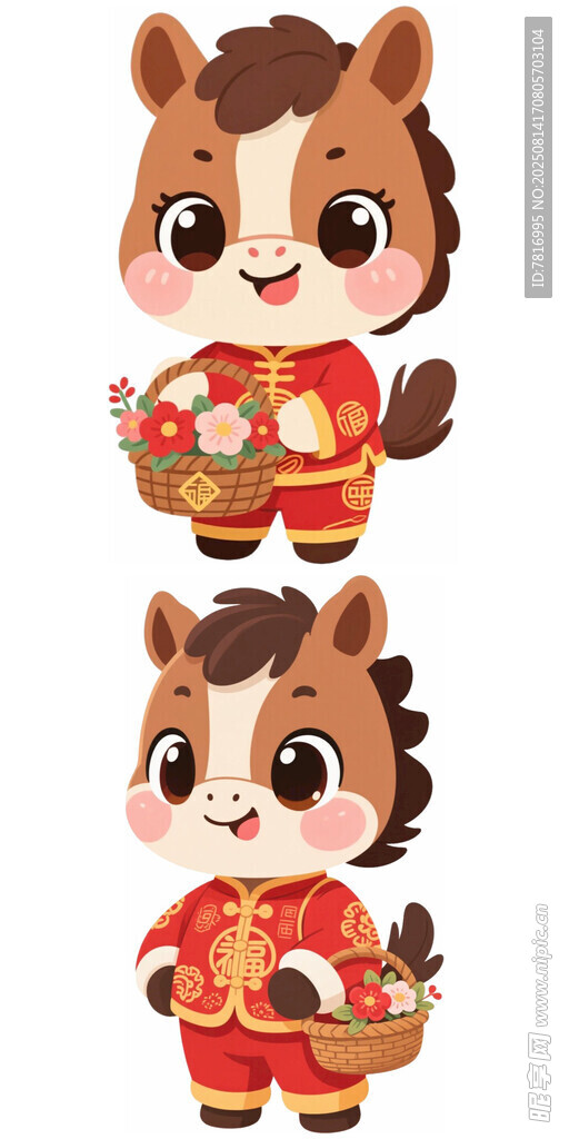 可爱小马贺岁形象