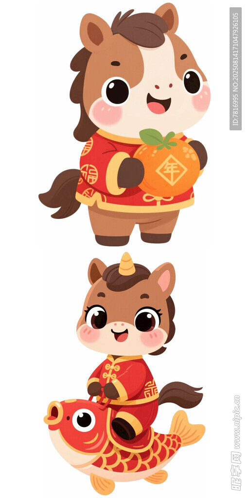 马年卡通形象贺岁组合