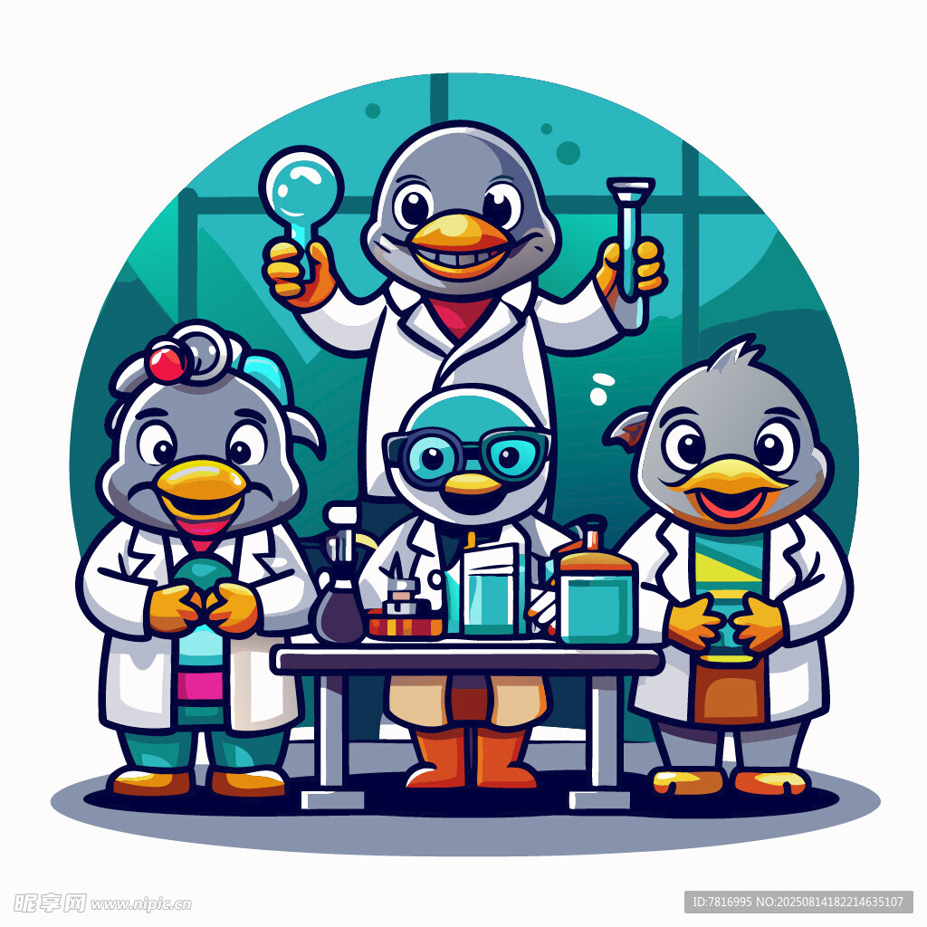 企鹅科学家在实验室做实验