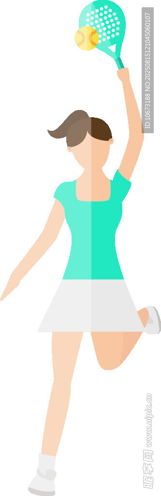 女子跃起打网球瞬间
