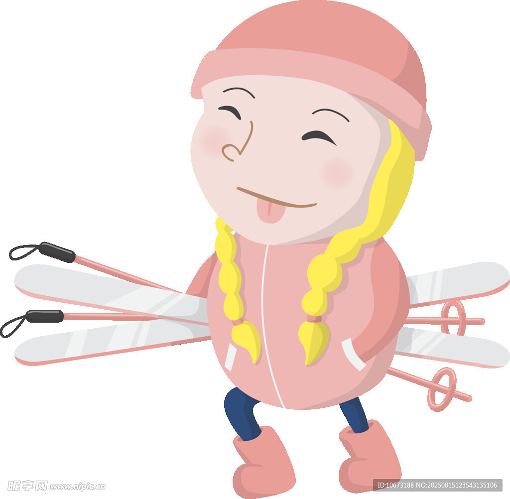 滑雪女孩笑容灿烂