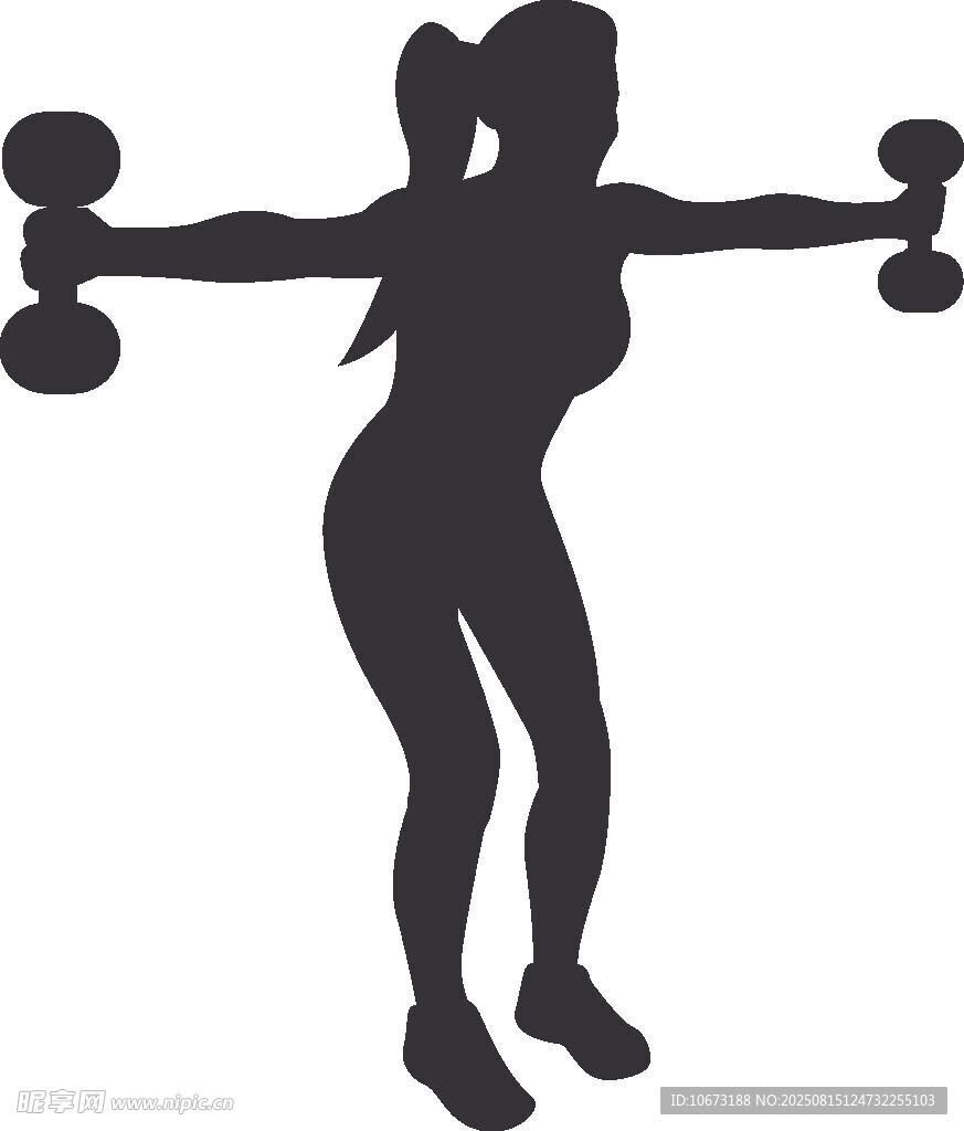 女性哑铃健身剪影
