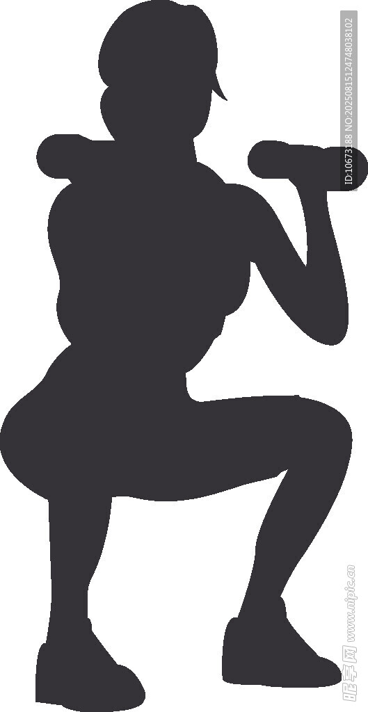 女性哑铃深蹲健身剪影