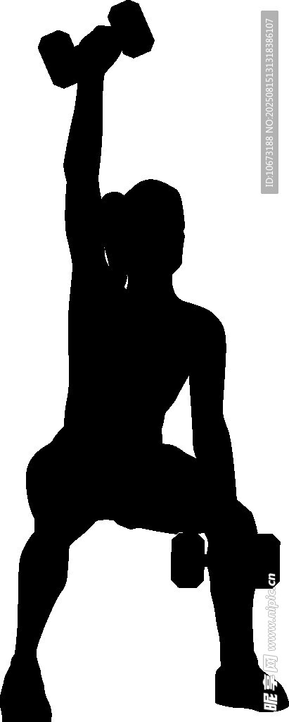 男子举哑铃健身剪影