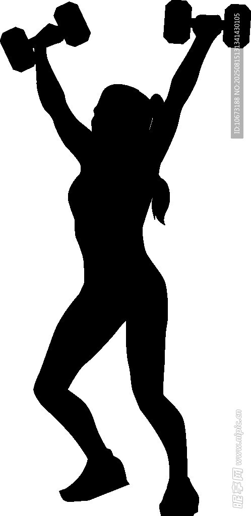 女性举哑铃健身剪影