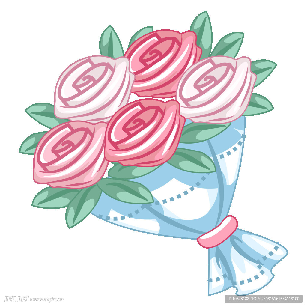 手绘粉色玫瑰花束