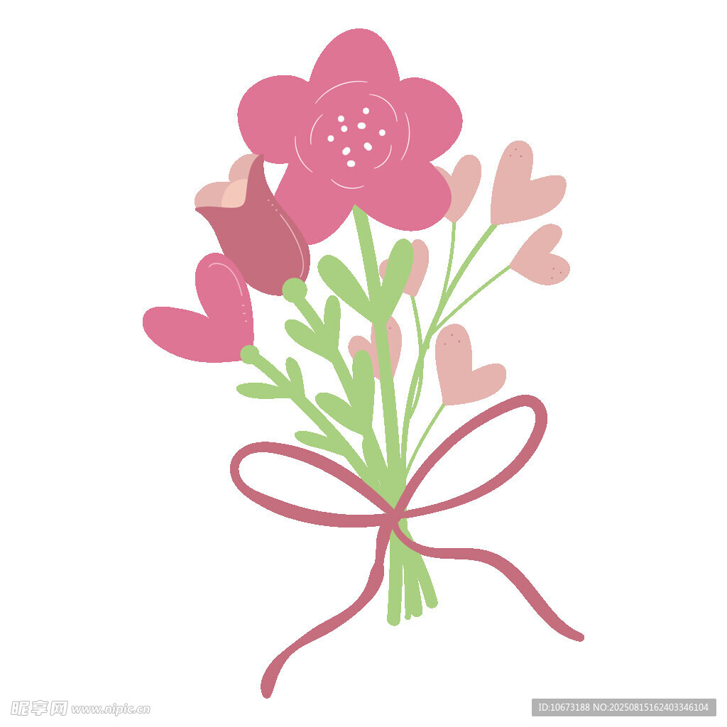 粉色花朵花束插画