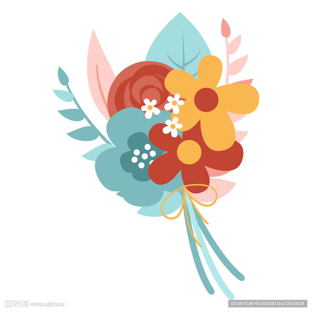 多彩手绘花束插画