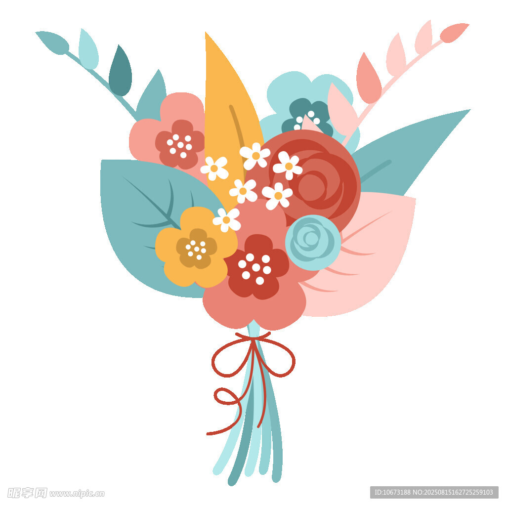 缤纷手绘花束插画