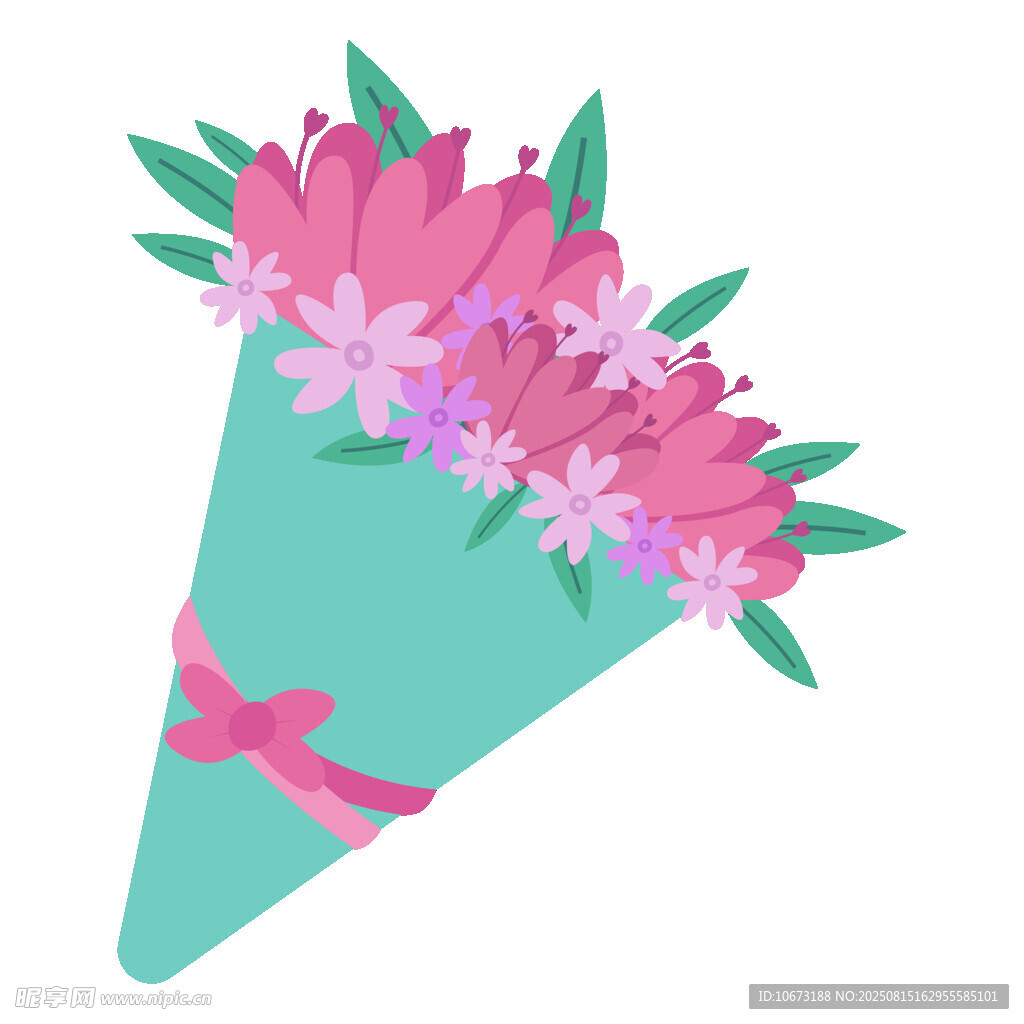 粉色花朵花束插画