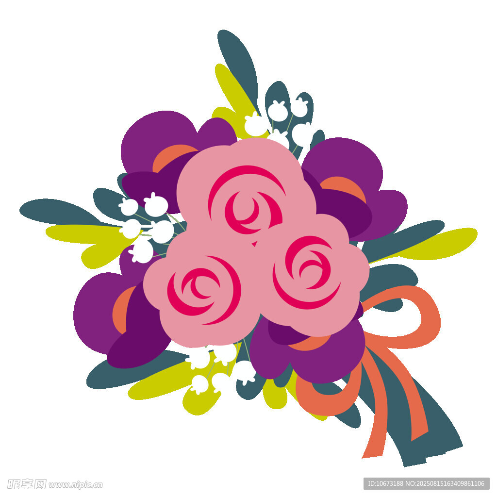 缤纷花朵花束插画