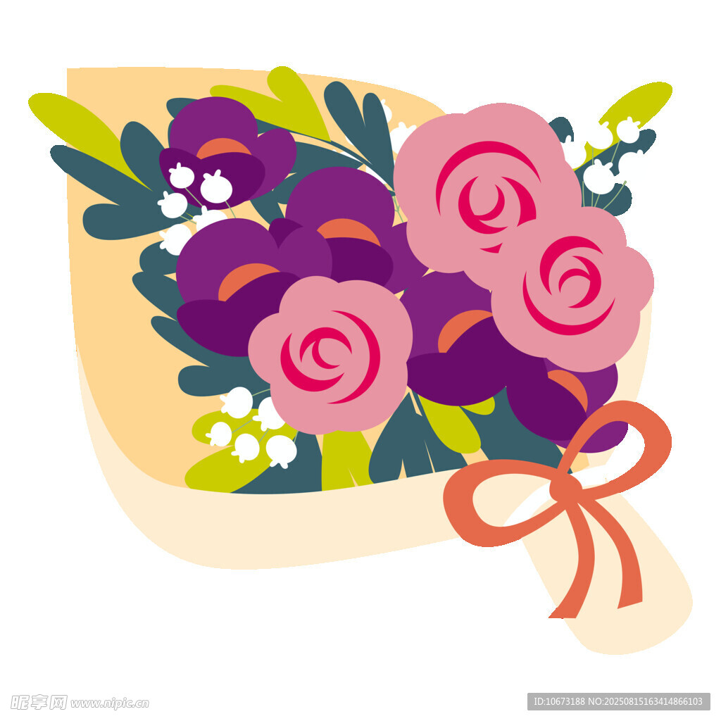 精美手绘花束插画