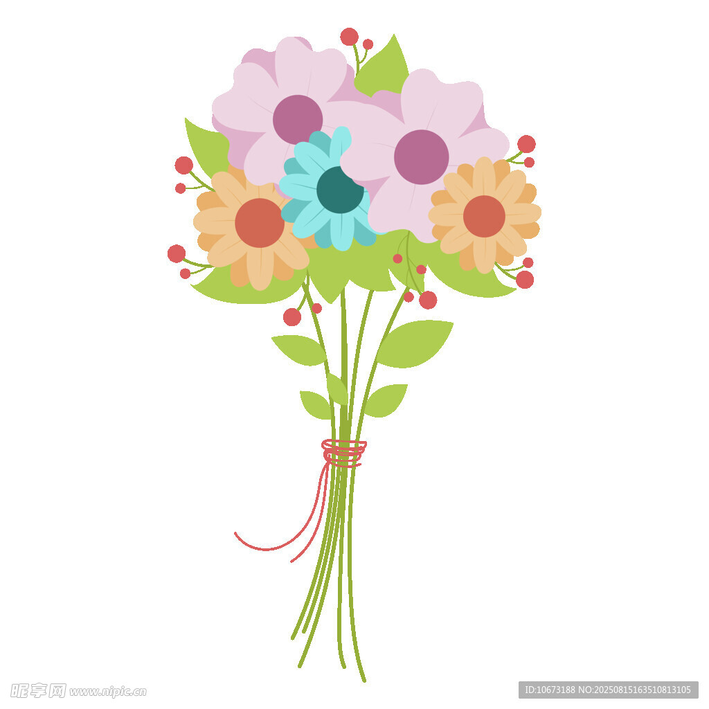 缤纷花朵手捧花束