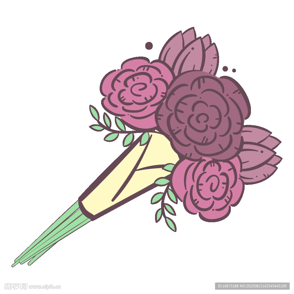 手绘紫色花束插画