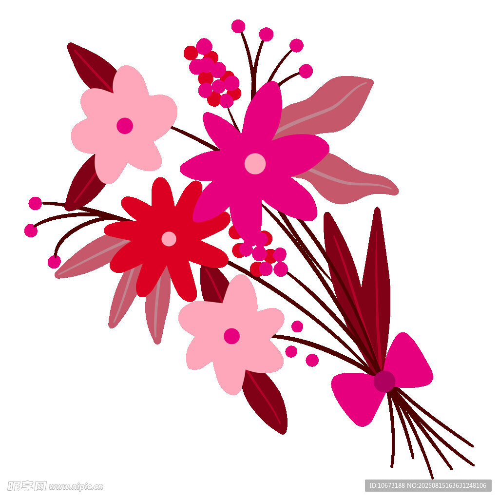 粉色花卉花束插画