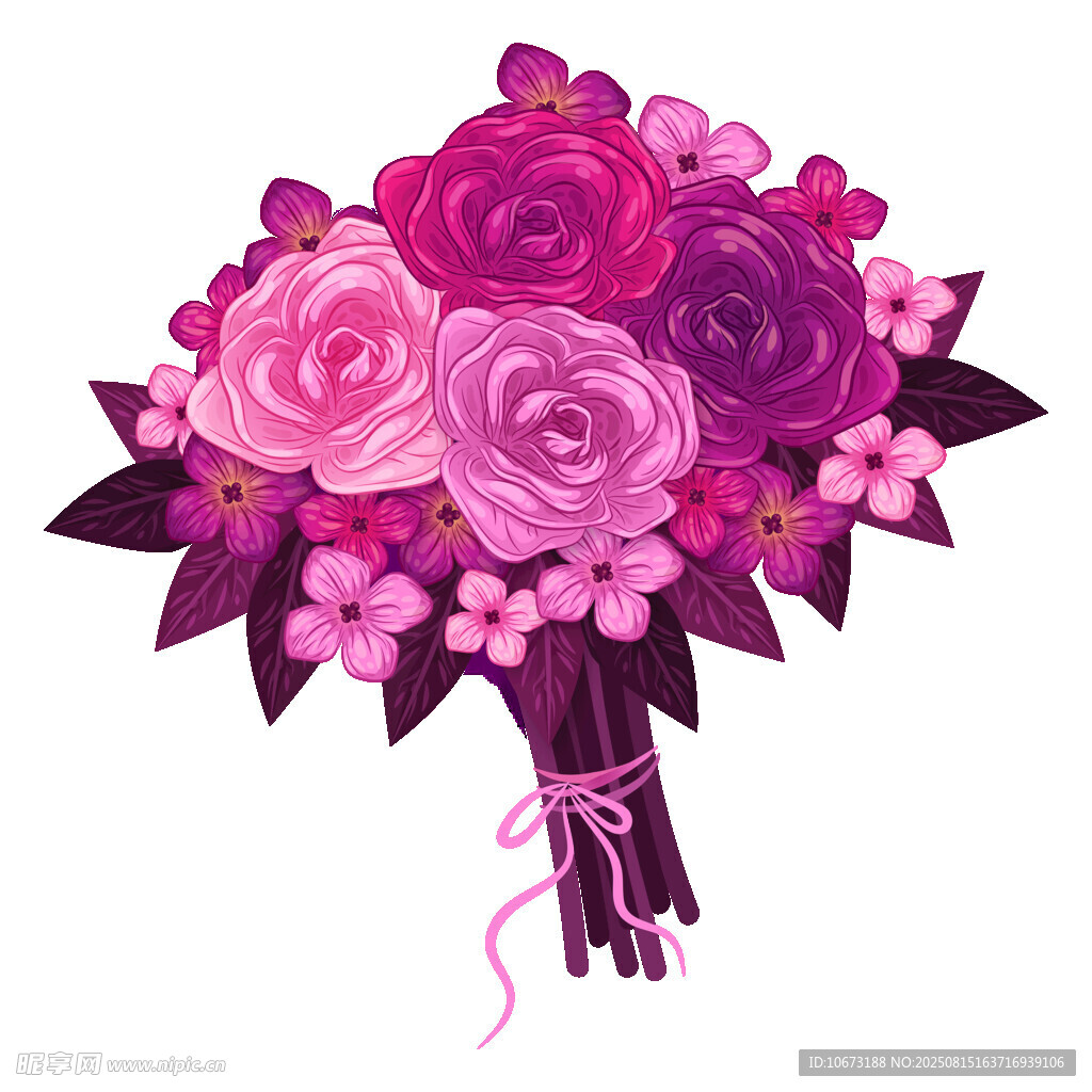 缤纷多彩玫瑰花束插画